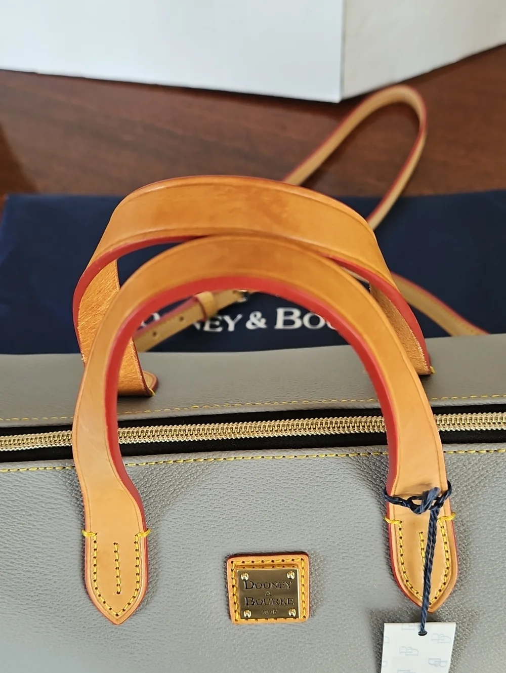 NWT Dooney & Bourke Smoke Grey Olivia Pebble Leather Satchel